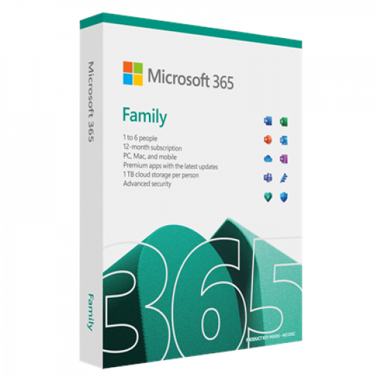 Microsoft | 365 Family | 6GQ-01897 | M365 Family | FPP | License term 1 year(s) | English | EuroZone Medialess