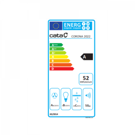 CATA | Hood | CORONA BK 60 | Canopy | Energy efficiency class A | Width 59.5 cm | 850 m³/h | Electronic | LED | Black