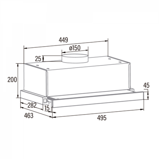 CATA | Hood | TFB-5150 X | Telescopic | Energy efficiency class C | Width 49.5 cm | 319.6 m³/h | Mechanical | LED | Stainless steel