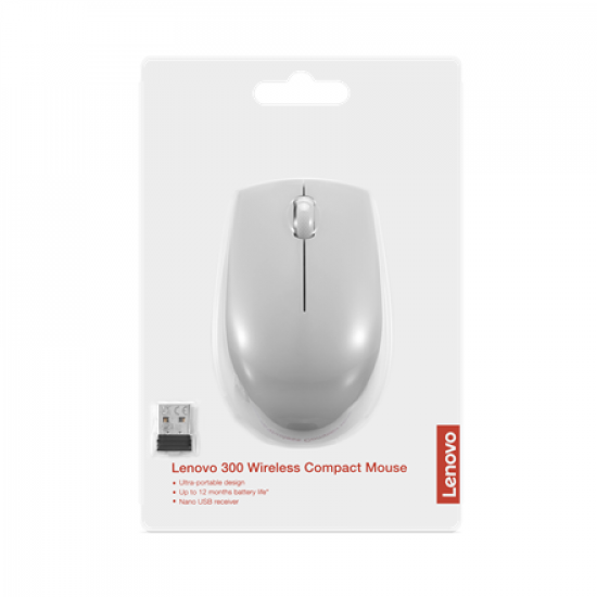 Lenovo | Compact Mouse with battery | 300 | Wireless | Arctic Grey