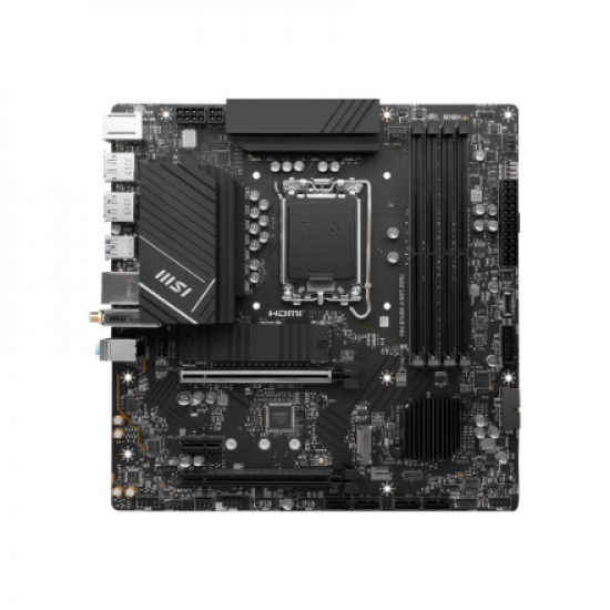 MSI | PRO B760M-A WIFI DDR4 | Processor family Intel | Processor socket LGA1700 | DDR4 | Supported hard disk drive interfaces SATA, M.2 | Number of SATA connectors 4