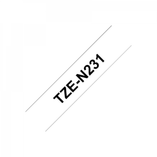 Brother TZe-N231 Labelling Tape Cassette – Black on White, 12mm wide, 8m long Brother