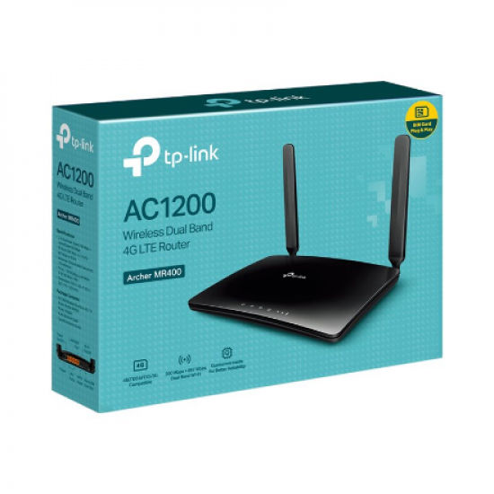 MR400 AC1200 Wireless Dual Band 4G LTE Router | Archer MR400 | 802.11ac | 10/100 Mbit/s | Ethernet LAN (RJ-45) ports 3 | Mesh Support No | MU-MiMO No | 4G