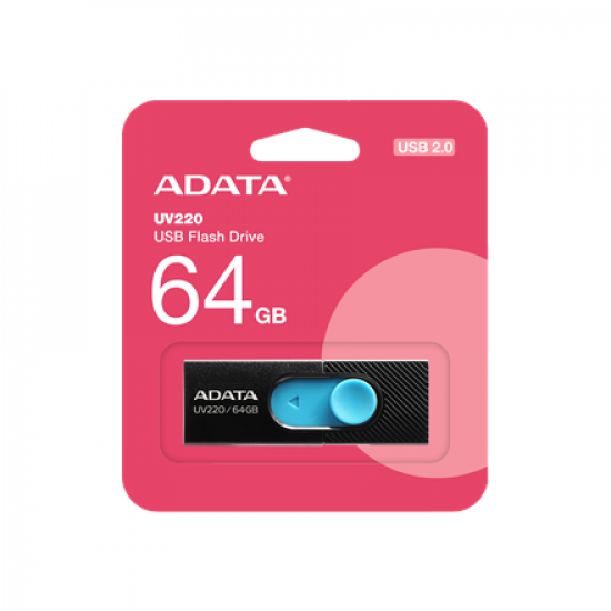 ADATA | USB Flash Drive | UV220 | 64 GB | USB 2.0 | Black/Blue