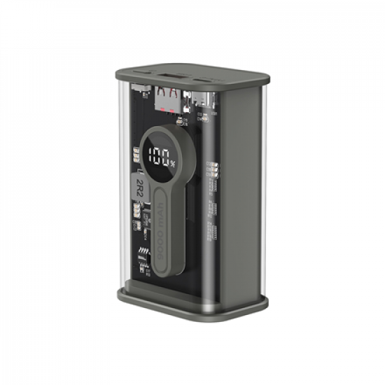 Gembird | Transparent QC3.0 Quick Charging Power Bank | PB09-TQC3-01 | 9000 mAh | Black