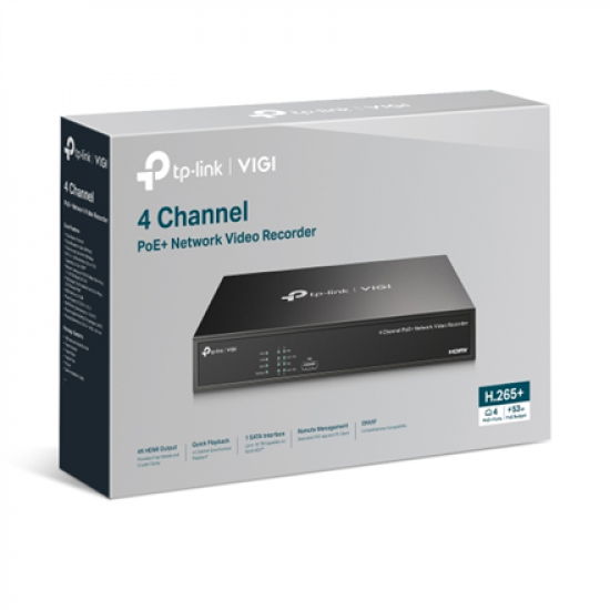 TP-LINK | PoE+ Network Video Recorder | VIGI NVR1004H-4P | 1 | 4-Channel