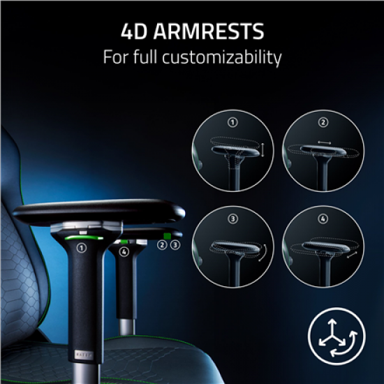 Razer Gaming Chair with Lumbar Support Iskur V2 EPU Leather, Aluminium | Black