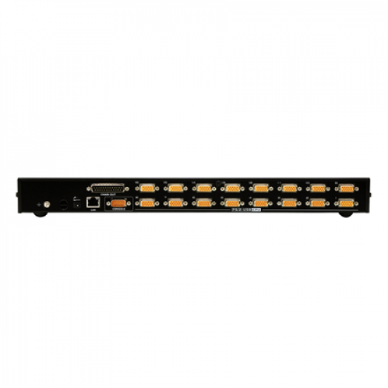 Aten | 1-Local/Remote Shared Access 16-Port PS/2-USB VGA KVM Over IP Switch | CS1716I-AT-G | 1 x SPHD Male (Yellow), 16 x SPHD Female (Yellow), 1 x DB-25 Male, 1 x DC Jack, 1 x RJ-45 Female, 1 x RJ-11, 1 x USB Type A Female