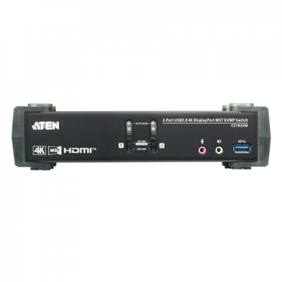 Aten | 2-Port USB 3.0 4K DisplayPort MST KVMP Switch | CS1922M-AT-G