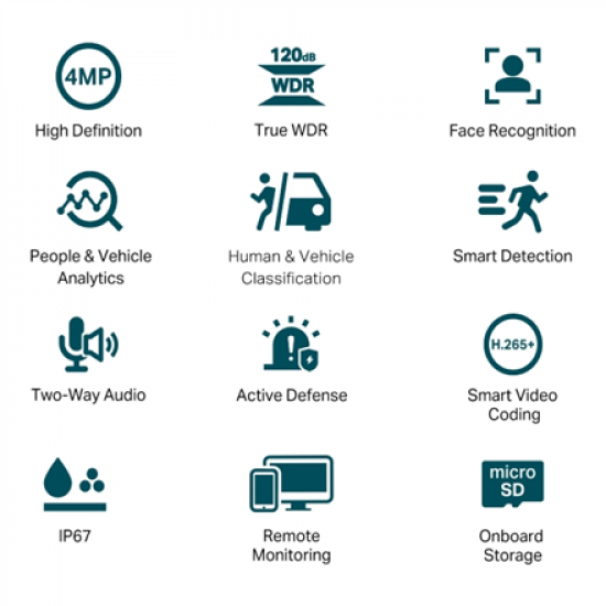 TP-LINK | Outdoor ColorPro Night Vision Network Camera | VIGI C340S(4mm) | 36 month(s) | Bullet | 4 MP | Fixed | Power over Ethernet (PoE) | IP67 | H.265/H.264 | MicroSD Card, Up to 256 GB