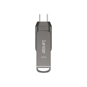 Lexar | 2-in-1 Flash Drive up to 130MB/s read | JumpDrive Dual Drive D400 | 64 GB | Type-C and Type-A USB 3.1 | Grey