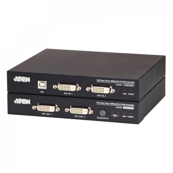 Aten USB DVI Dual View HDBaseT 2.0 KVM Extender | CE624 | 1920 x 1200 at 100m