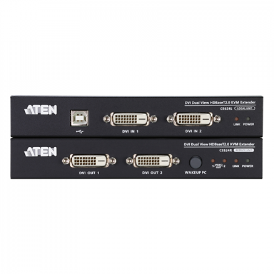 Aten USB DVI Dual View HDBaseT 2.0 KVM Extender | CE624 | 1920 x 1200 at 100m