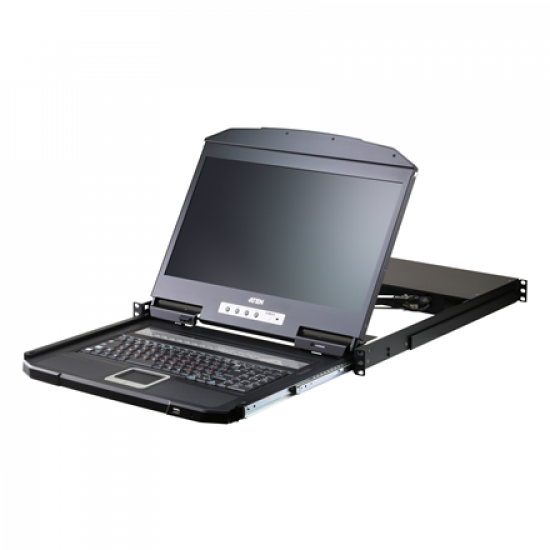 Aten 16-Port Short Depth PS/2-USB VGA Single Rail WideScreen LCD KVM Switch 18,5