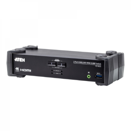 Aten 2-Port USB 3.0 4K HDMI KVMP Switch with Audio Mixer Mode | CS1822