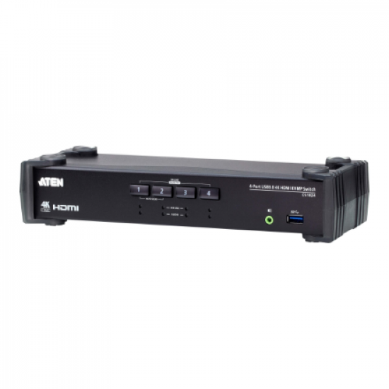 Aten 4-Port USB 3.0 4K HDMI KVMP Switch with Audio Mixer Mode | CS1824