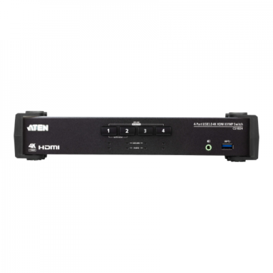 Aten 4-Port USB 3.0 4K HDMI KVMP Switch with Audio Mixer Mode | CS1824