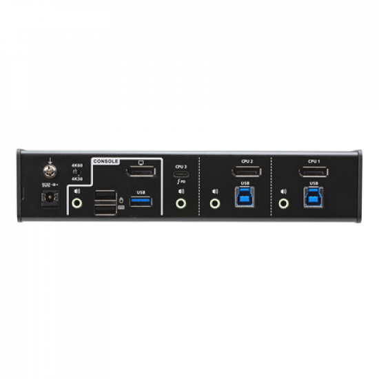 Aten 3-Port USB-C DisplayPort Hybrid KVMP™ Switch with power adapter | CS1953