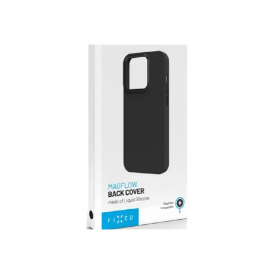 Fixed | MagFlow | Back cover | Apple | iPhone 15 Plus | Liquid silicon | Black