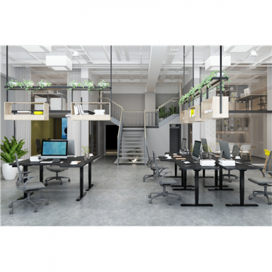 Electrically Height-Adjustable Table Frame, dual motor, 3 levels | 62-127 cm | Black