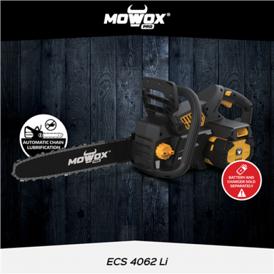 MoWox | Excel Series Hand Held Battery Chain Saw With Toolless Saw Chain Tension System (Without Battery and Charger) | ECS 4062 Li | 62 V | Lithium-ion technology