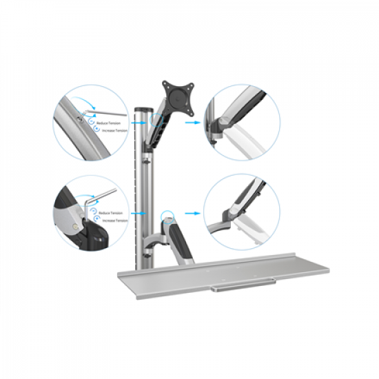 Digitus | Wall mount | Workstation | Adjustable Height, Tilt, Swivel | 27 