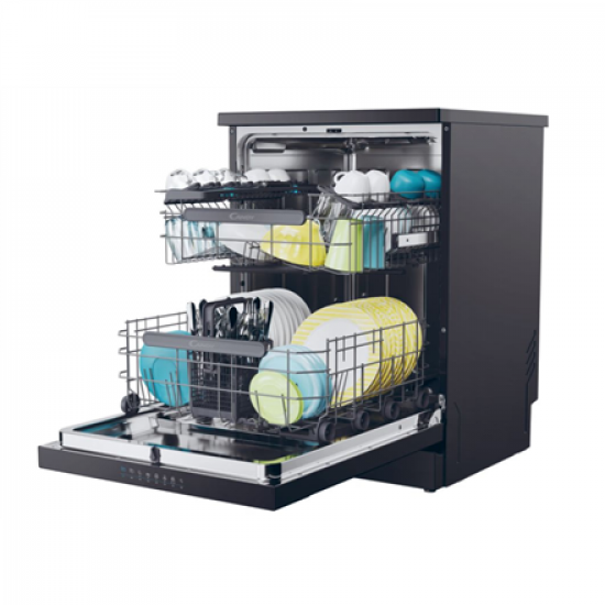 Dishwasher | CF 5C6F0B | Free standing | Width 59.7 cm | Number of place settings 15 | Number of programs 8 | Energy efficiency class C | Display | Black