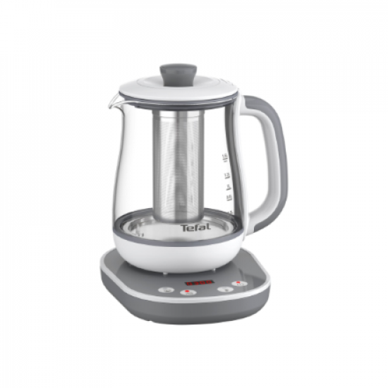 TEFAL Tastea Kettle | BJ551B10 | Tea Kettle | 1400 W | 1.5 L | Glass | 360° rotational base | Grey/White