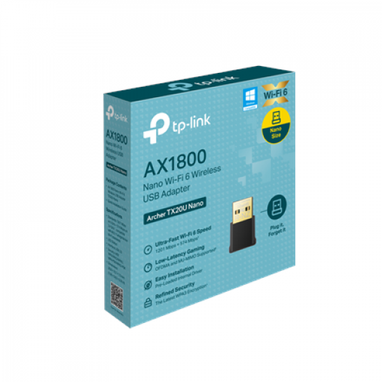 TP-LINK | AX1800 Nano Dual Band Wi-Fi 6 USB Adapter | Archer TX20U Nano | USB 2.0