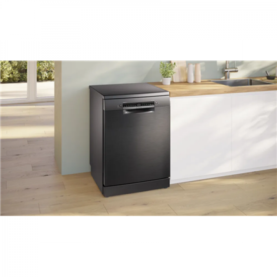 Dishwasher | SMS4EMC06E | Free standing | Width 60 cm | Number of place settings 14 | Number of programs 6 | Energy efficiency class B | Display | AquaStop function | Black inox