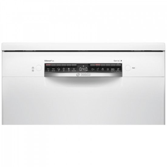 Dishwasher | SMS4EMW06E | Free standing | Width 60 cm | Number of place settings 14 | Number of programs 6 | Energy efficiency class B | Display | AquaStop function | White