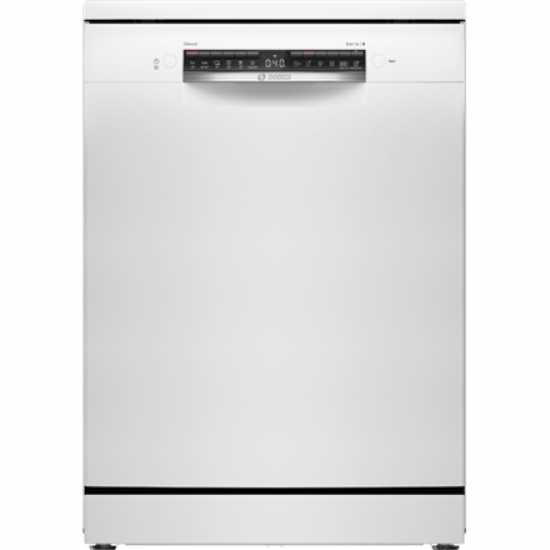 Dishwasher | SMS4HVW00E | Free standing | Width 60 cm | Number of place settings 14 | Number of programs 6 | Energy efficiency class D | Display | AquaStop function | White