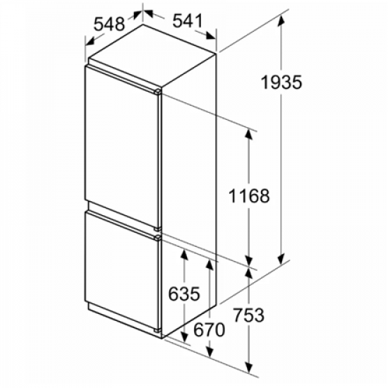 Bosch Refrigerator | KIN965SE0 | Energy efficiency class E | Built-in | Combi | Height 193.5 cm | No Frost system | Fridge net capacity 215 L | Freezer net capacity 75 L | 34 dB | White