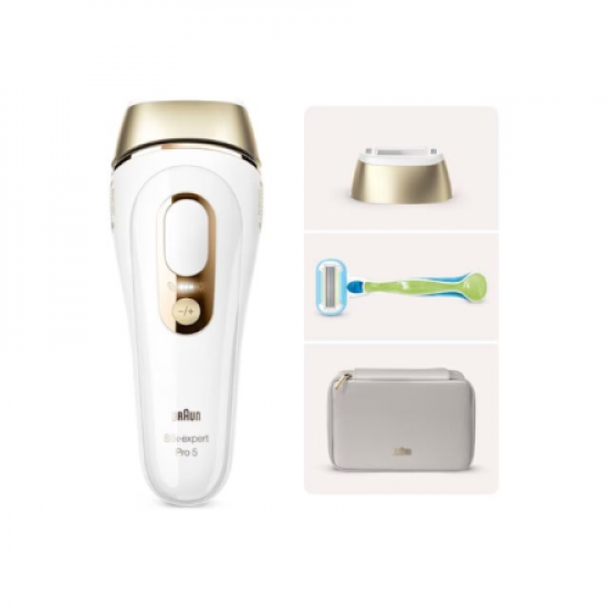 Braun Silk-expert Pro 5 Epilator | PL5052 | Bulb lifetime (flashes) 400.000 | Number of power levels 10 | White/Gold