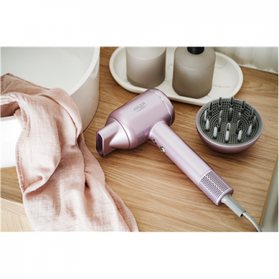 Adler Hair Dryer | AD 2270p SUPERSPEED | 1600 W | Number of temperature settings 3 | Ionic function | Diffuser nozzle | Pink