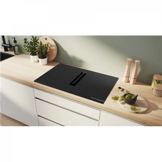 Bosch | PVS811B16E | Induction hob with integrated ventilation system | 80 cm | Number of burners/cooking zones 4 | B | Black | Touch