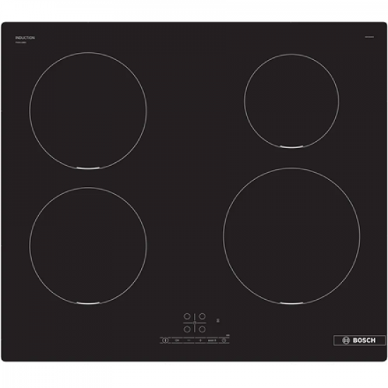 Bosch Hob | PIE611BB5E | Induction | Number of burners/cooking zones 4 | Touch | Timer | Black | Display