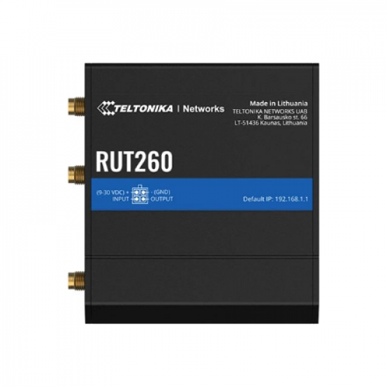 LTE Cat 6 Router | RUT260 | 802.11n | 10/100 Mbit/s | Ethernet LAN (RJ-45) ports 2 | Mesh Support No | MU-MiMO No | 4G