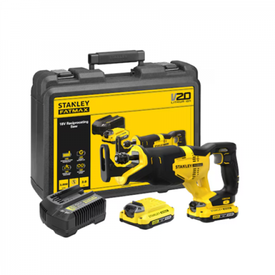 Stanley | 18V V20 Reciprocating Saw - 2 x 2.0Ah Kitbox | SFMCS300D2K-QW | 18 V