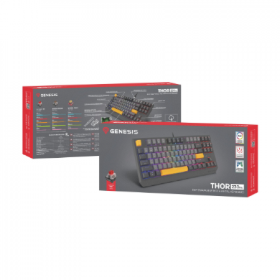 Genesis | THOR 230 TKL | Mechanical Gaming Keyboard | Wired | US | Anchor Gray Negative | USB-A | Outemu Red