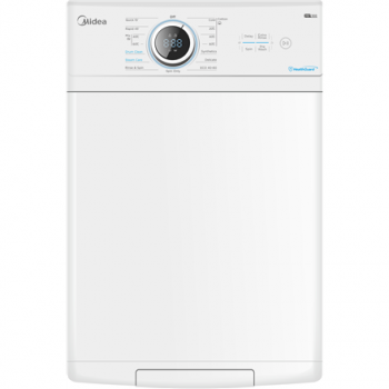 Midea Washing Machine | MF100T60B/W-HR | Energy efficiency class A | Top loading | Washing capacity 6 kg | 1200 RPM | Depth 61 cm | Width 40 cm | Display | LED | Steam function | White