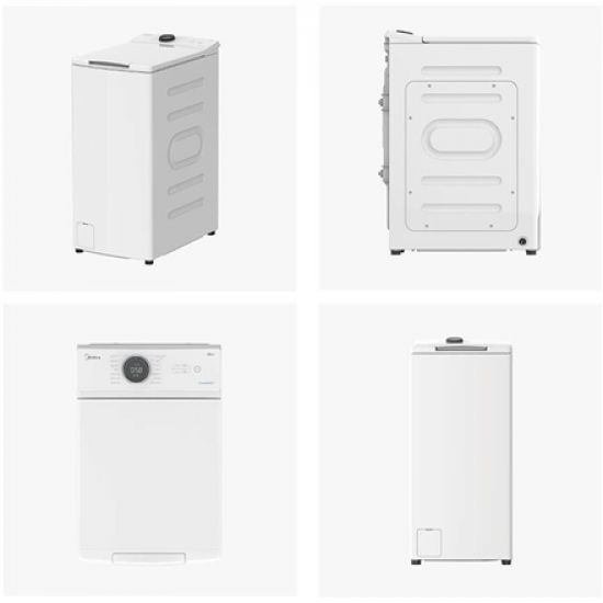 Midea Washing Machine | MF100T60B/W-HR | Energy efficiency class A | Top loading | Washing capacity 6 kg | 1200 RPM | Depth 61 cm | Width 40 cm | Display | LED | Steam function | White