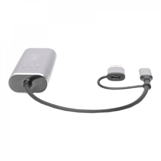 Digitus USB Type-C Gigabit Ethernet Adapter 2.5G, USB-C + USB A (USB3.1/3.0) | DN-3028 | USB3.0/USB C 3.1 to 2.5G Ethernet Adapter