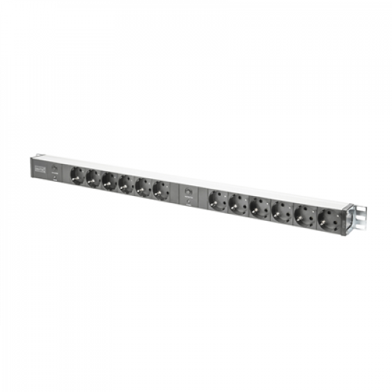Digitus Aluminum Outlet Strip with overload protection | DN-95405 | Sockets quantity 12