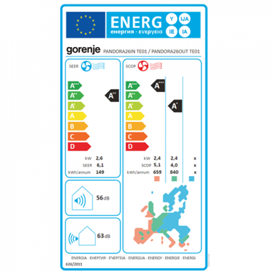 Gorenje | Air Conditioner, Indoor unit | 20011518 PANDORA26 TE01
