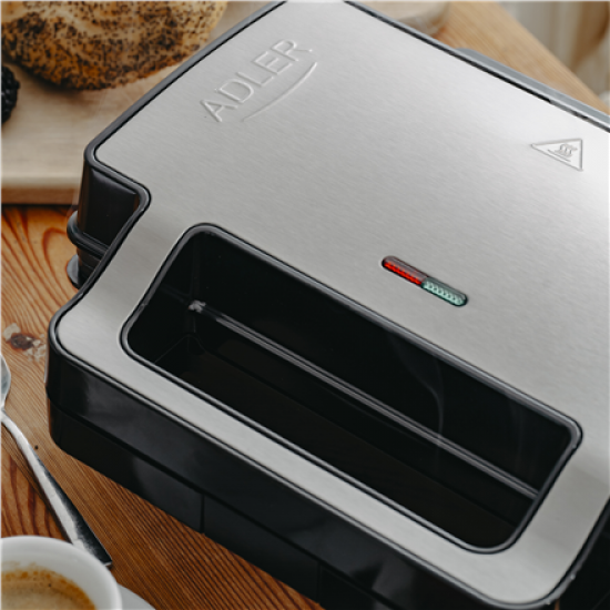 Adler Sandwich maker 2 in 1 | AD 3073 | 1000 W | Number of plates 2 | Stainless Steel/Black