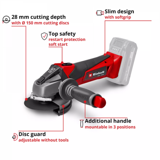 Angle grinder EINHELL TE-AG 18, 18 V, Li-ion. without battery | Einhell