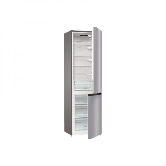 Gorenje Refrigerator | NRK6202ES4 | Energy efficiency class E | Free standing | Combi | Height 200 cm | No Frost system | Fridge net capacity 235 L | Freezer net capacity 96 L | Display | 38 dB | Grey