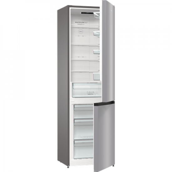 Gorenje Refrigerator | NRK6202ES4 | Energy efficiency class E | Free standing | Combi | Height 200 cm | No Frost system | Fridge net capacity 235 L | Freezer net capacity 96 L | Display | 38 dB | Grey