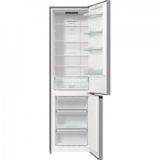 Gorenje Refrigerator | NRK6202ES4 | Energy efficiency class E | Free standing | Combi | Height 200 cm | No Frost system | Fridge net capacity 235 L | Freezer net capacity 96 L | Display | 38 dB | Grey